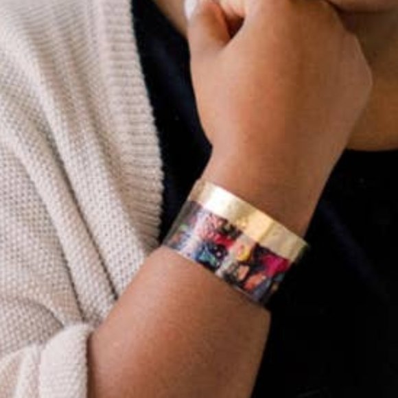 Ink Splatter Brass Cuff Bracelet - Picture 2 of 2